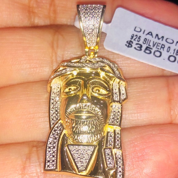 Real diamond Jesus pendant w/10k gold rope chain - Picture 16 of 17